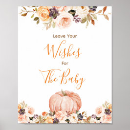 Sweet Pumpkin Rustic Bloemen Wensen voor Baby Sign Poster