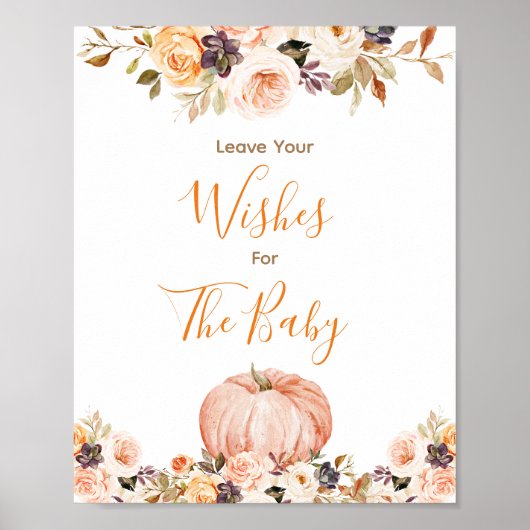 Sweet Pumpkin Rustic Bloemen Wensen voor Baby Sign Poster (Voorkant)