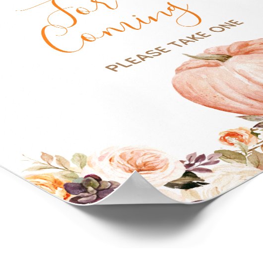 Sweet Pumpkin Rustic Floral Bedankt voor uw komst Poster (Hoek)