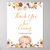 Sweet Pumpkin Rustic Floral Bedankt voor uw komst Poster (Voorkant)