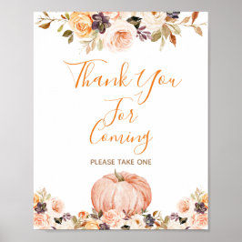 Sweet Pumpkin Rustic Floral Bedankt voor uw komst Poster