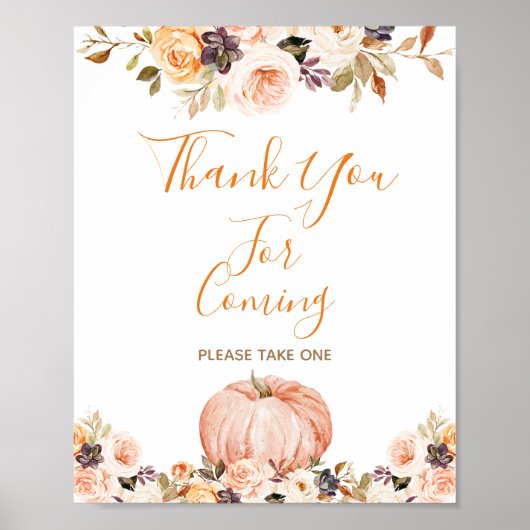 Sweet Pumpkin Rustic Floral Bedankt voor uw komst Poster (Voorkant)