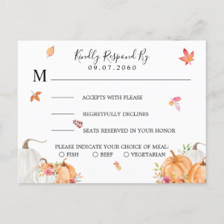 Sweet Pumpkin Weddenschap RSVP-kaart Uitnodiging Briefkaart
