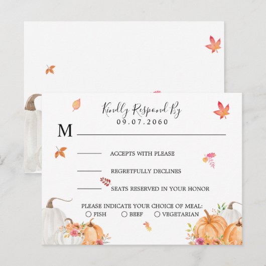 Sweet Pumpkin Weddenschap RSVP-kaart Uitnodiging Briefkaart (Voorkant / Achterkant)