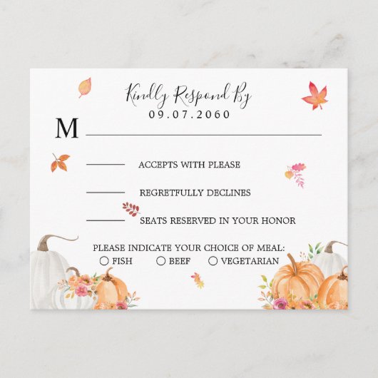 Sweet Pumpkin Weddenschap RSVP-kaart Uitnodiging Briefkaart (Voorkant)