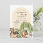 Sweet Pumpkin Woodland Animals Boy Baby shower Kaart (Staand voorkant)