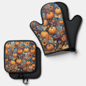 Sweet Pumpkins Herfst Pattern Ovenwant & Pannenlap Set (Voorkant / Achterkant)