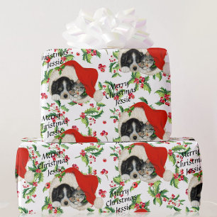 Sweet Puppy & Kitten Persoonlijke kerstnaam Cadeaupapier