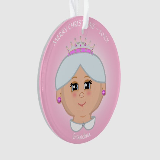 Sweet Queen Grandma op roze Ornament (voorkant)