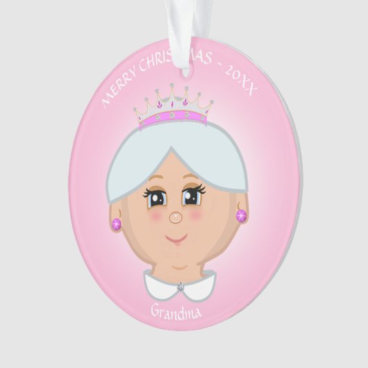 Sweet Queen Grandma op roze Ornament (voorkant)