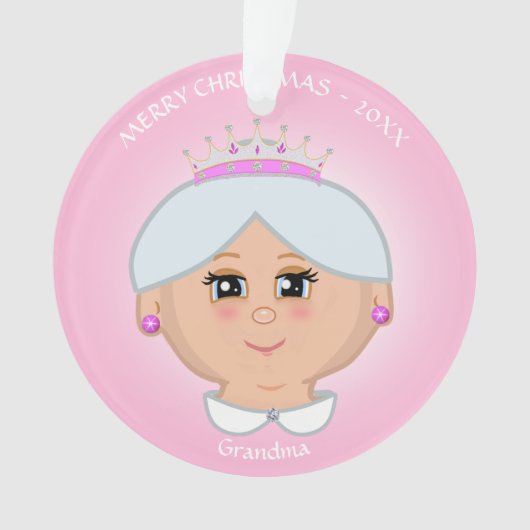 Sweet Queen Grandma op roze Ornament (voorkant)