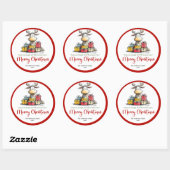Sweet quirky reindeer fun holiday sticker label (Vel)