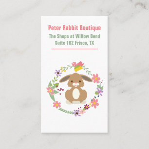 Sweet Rabbit and Floral Wreath Visitekaartje