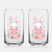 Sweet Rabbit and Flowers Blikvorm Glas (Voorkant)