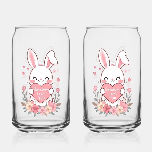 Sweet Rabbit and Flowers Blikvorm Glas (Achterkant)