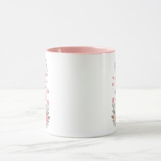 Sweet Rabbit and Flowers Mok (Midden)