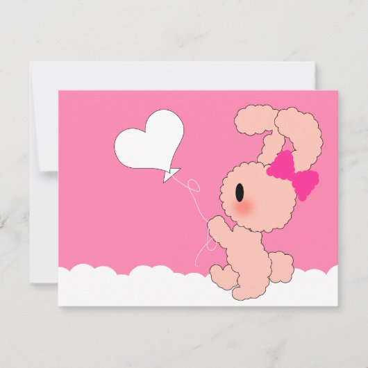 Sweet Rabbit Cute 4th Birthday-uitnodiging Kaart (Voorkant)