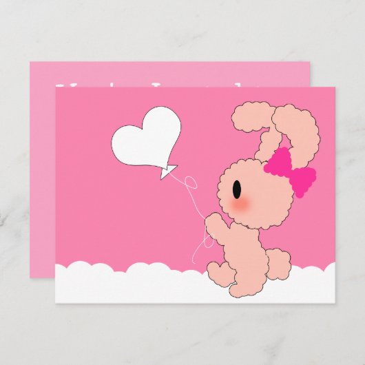 Sweet Rabbit Cute 4th Birthday-uitnodiging Kaart (Voorkant / Achterkant)