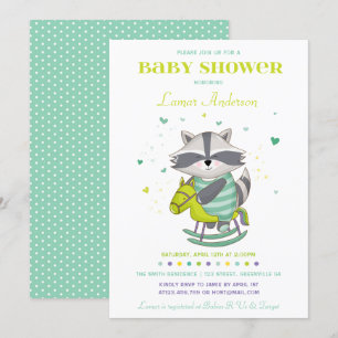 Sweet Raccoon Baby shower Kaart
