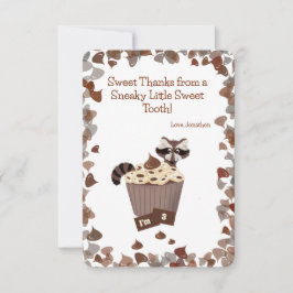 Sweet Raccoon & Chocolate Treat Verjaardag Dank u Bedankkaart