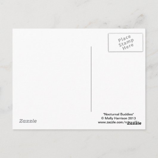 Sweet Raccoon en Uil Art Briefkaart (Achterkant)