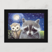 Sweet Raccoon en Uil Art Briefkaart (Voorkant)