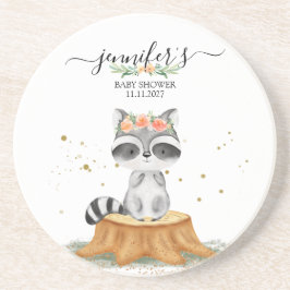 Sweet Raccoon Forest Baby Shower Zandsteen Onderzetter