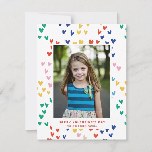 Sweet Rainbow Hearts Valentijnsdag Fotokaart Feestdagenkaart (Voorkant)