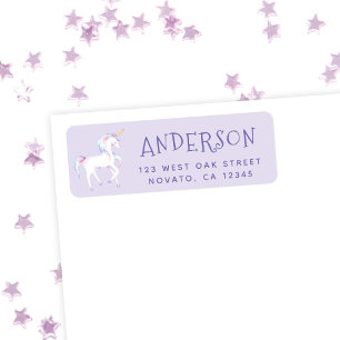 Sweet Rainbow Unicorn Verjaardag Retouradres Etiket