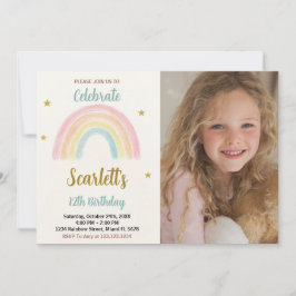 Sweet Rainbow Verjaardag Uitnodiging met foto