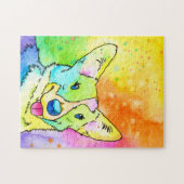 Sweet Rainbow Waterverf Corgi Jigsaw Puzzel (Horizontaal)