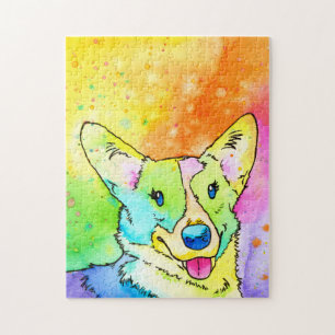Sweet Rainbow Waterverf Corgi Jigsaw Puzzel
