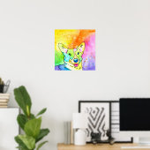 Sweet Rainbow Waterverf Corgi Poster (Thuiskantoor)
