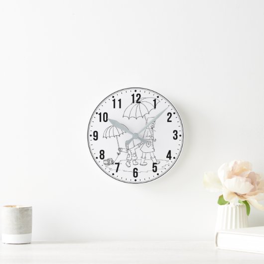 Sweet Rainy Day Clock - Moeder & Kind Gift Ronde Klok (Huis)