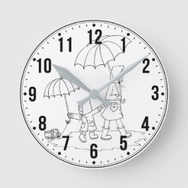 Sweet Rainy Day Clock - Moeder & Kind Gift Ronde Klok