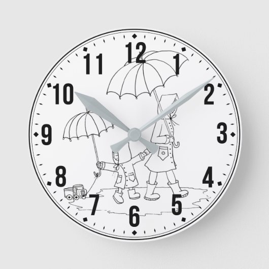 Sweet Rainy Day Clock - Moeder & Kind Gift Ronde Klok (Voorkant)