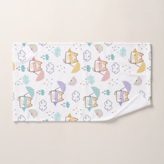 Sweet Rainy Day Pattern Badhanddoek Set Bad Handdoek (Handdoek)