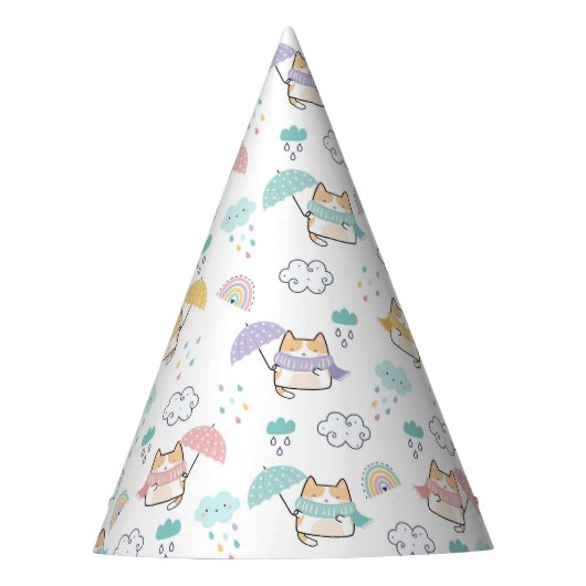 Sweet Rainy Day Pattern Party Pet Feesthoedjes (Voorkant)