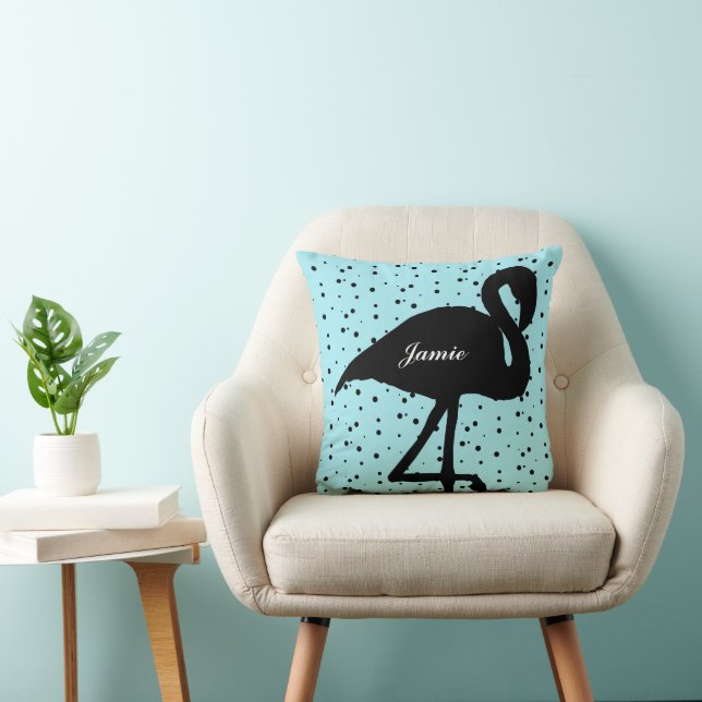Sweet Random Dot Flamingo Blauwgroen Aqua Kussen (Stoel)