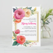 Sweet Ranunculus Waterverf Baby shower Lijst Kaart (Staand voorkant)