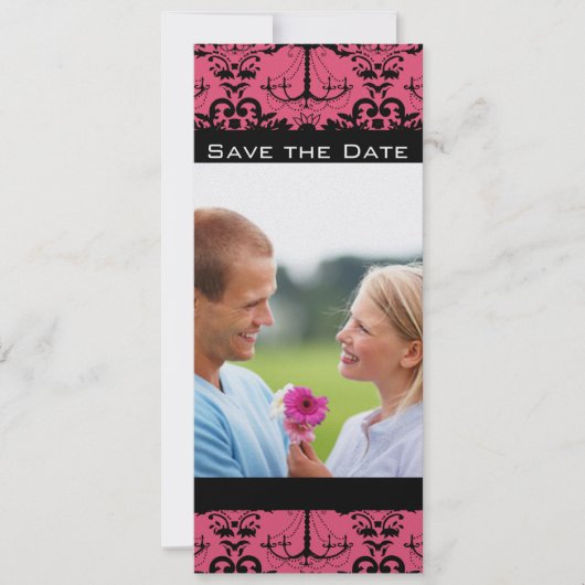 Sweet Raspberry & Black Chandelier Save the Date Kaart (Voorkant)