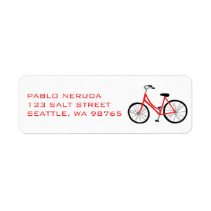 Sweet Red Bicycle Bike CUSTOM Mailing Etiket