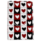 Sweet Red Black White Hearts Cute Valentijnsdag Medium Cadeauzakje (Voorkant)