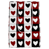 Sweet Red Black White Hearts Cute Valentijnsdag Medium Cadeauzakje (Achterkant)