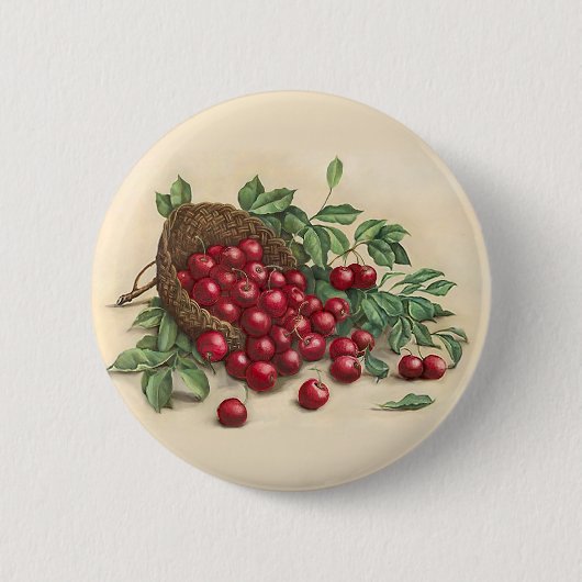 Sweet Red Cherries Ronde Button 5,7 Cm (Voorkant)