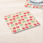 Sweet Red Cherry Delicate Pattern Paper Onderzette Kartonnen Onderzetters (Schuin)