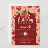 Sweet Red Cherry Fruit Verjaardagsfeestje Kaart (Voorkant)