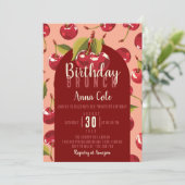Sweet Red Cherry Fruit Verjaardagsfeestje Kaart (Staand voorkant)