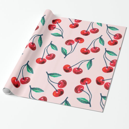Sweet Red Cherry Pattern Cadeaupapier (Uitgerold)