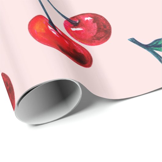 Sweet Red Cherry Pattern Cadeaupapier (Rol Hoek)